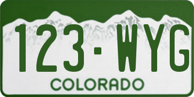 CO license plate 123WYG