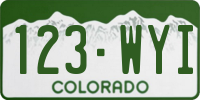CO license plate 123WYI