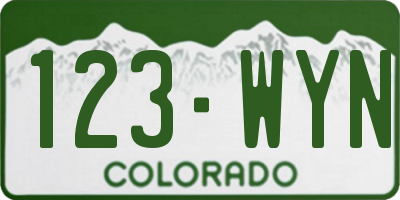 CO license plate 123WYN