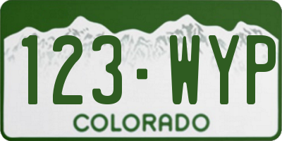 CO license plate 123WYP