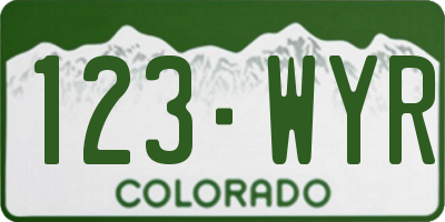 CO license plate 123WYR