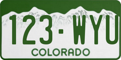 CO license plate 123WYU