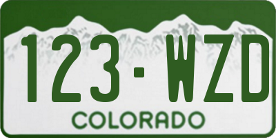 CO license plate 123WZD