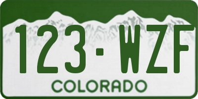 CO license plate 123WZF