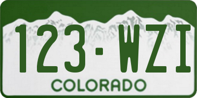 CO license plate 123WZI