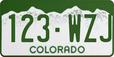 CO license plate 123WZJ