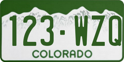 CO license plate 123WZQ