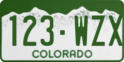 CO license plate 123WZX