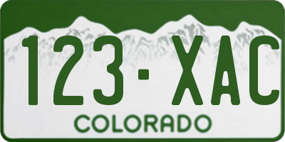 CO license plate 123XAC