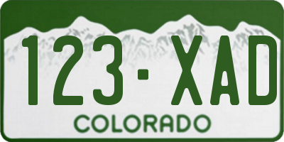 CO license plate 123XAD