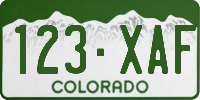 CO license plate 123XAF
