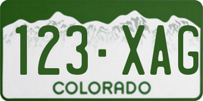 CO license plate 123XAG