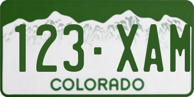 CO license plate 123XAM