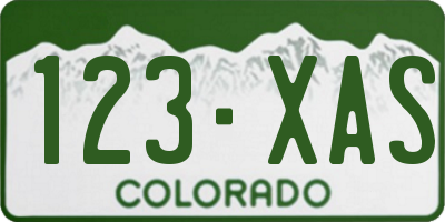 CO license plate 123XAS