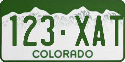 CO license plate 123XAT