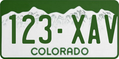 CO license plate 123XAV