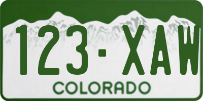 CO license plate 123XAW
