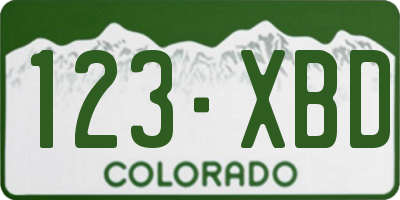 CO license plate 123XBD