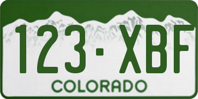 CO license plate 123XBF