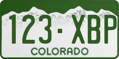 CO license plate 123XBP