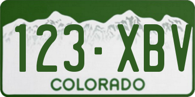 CO license plate 123XBV