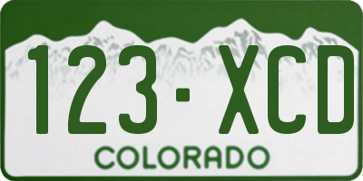 CO license plate 123XCD