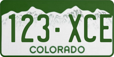 CO license plate 123XCE