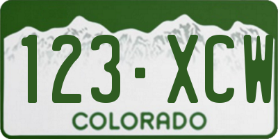 CO license plate 123XCW