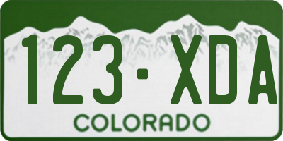 CO license plate 123XDA