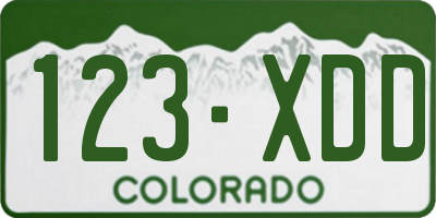 CO license plate 123XDD