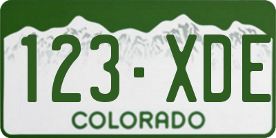 CO license plate 123XDE