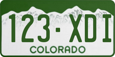 CO license plate 123XDI