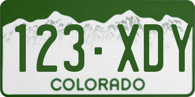 CO license plate 123XDY