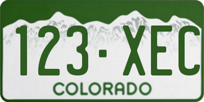 CO license plate 123XEC