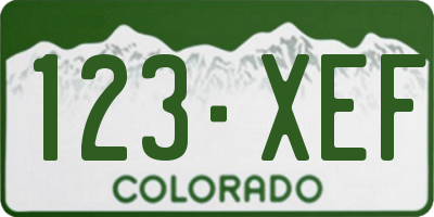 CO license plate 123XEF