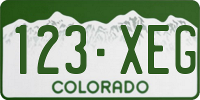 CO license plate 123XEG