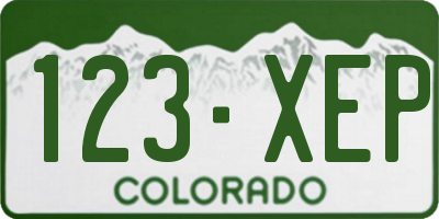CO license plate 123XEP