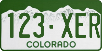 CO license plate 123XER