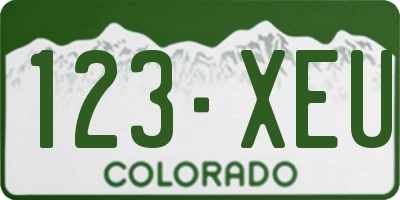 CO license plate 123XEU