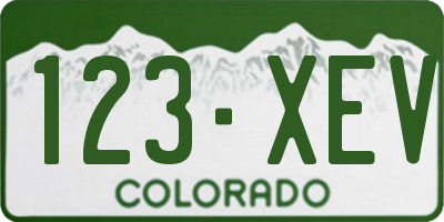 CO license plate 123XEV