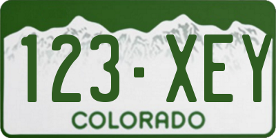 CO license plate 123XEY