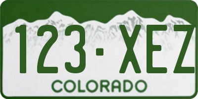 CO license plate 123XEZ