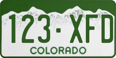 CO license plate 123XFD