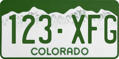 CO license plate 123XFG