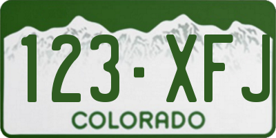 CO license plate 123XFJ