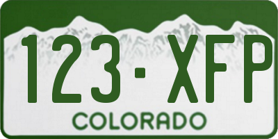 CO license plate 123XFP