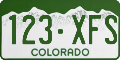 CO license plate 123XFS