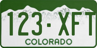 CO license plate 123XFT