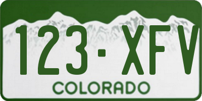 CO license plate 123XFV