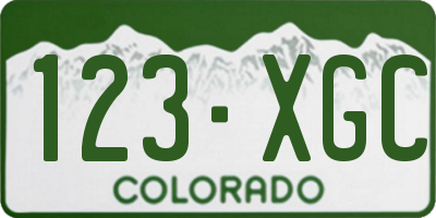 CO license plate 123XGC